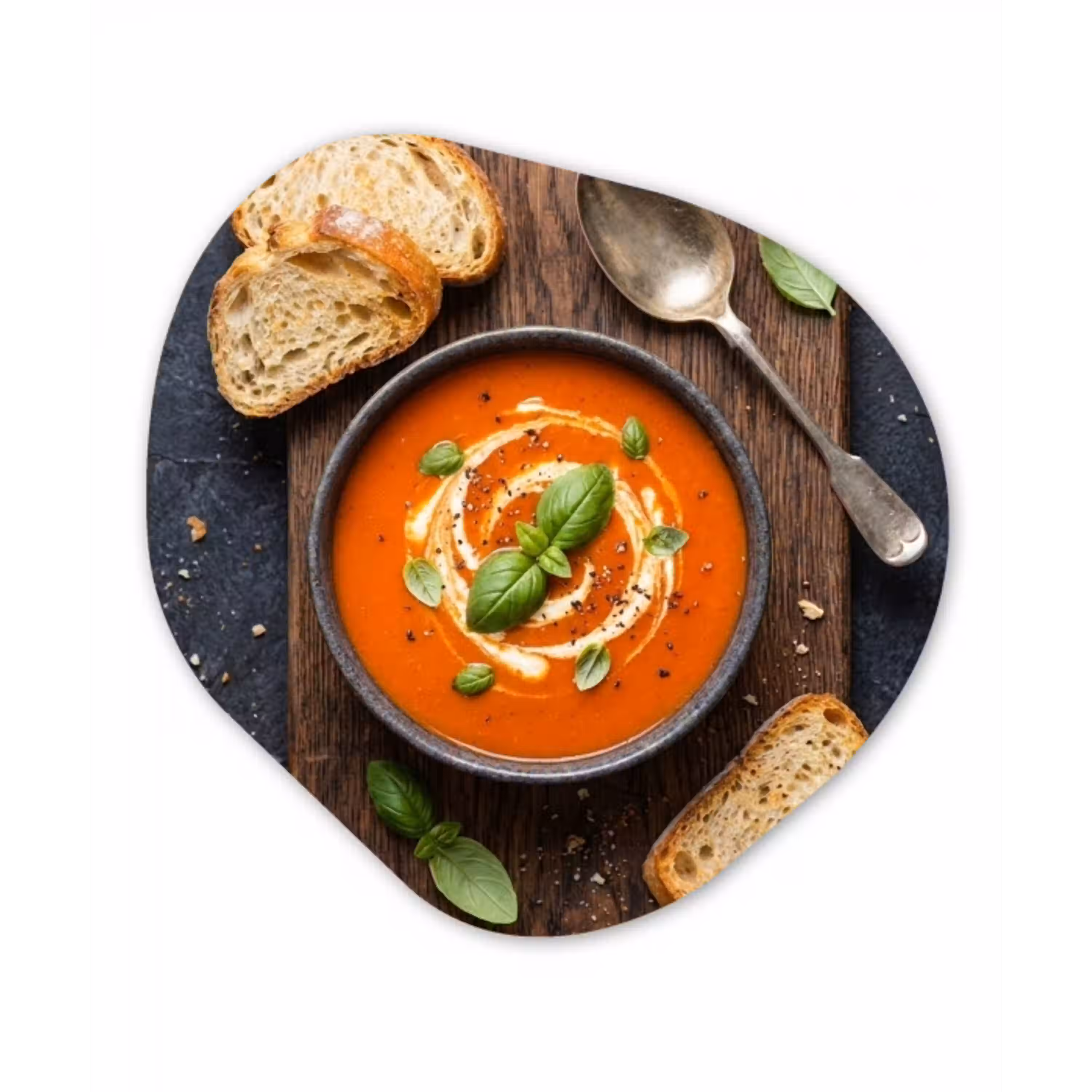 Eten - Soep - Basilicum - Rustiek - Rood Wandcirkel Organisch Forex 3mm klein -3d
