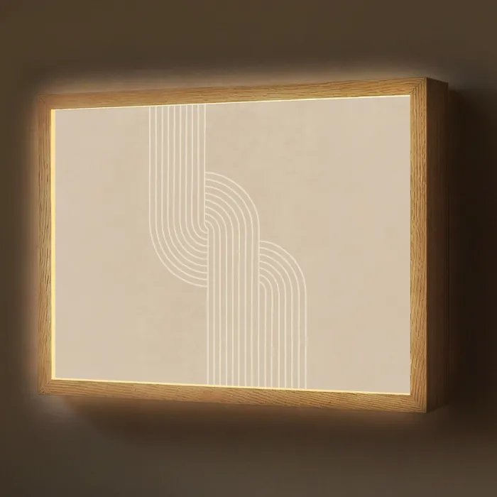 Parallelle lijnen - Lichte textuur - Beige Light Box met batterij (Wandlamp) middel -z3d_website