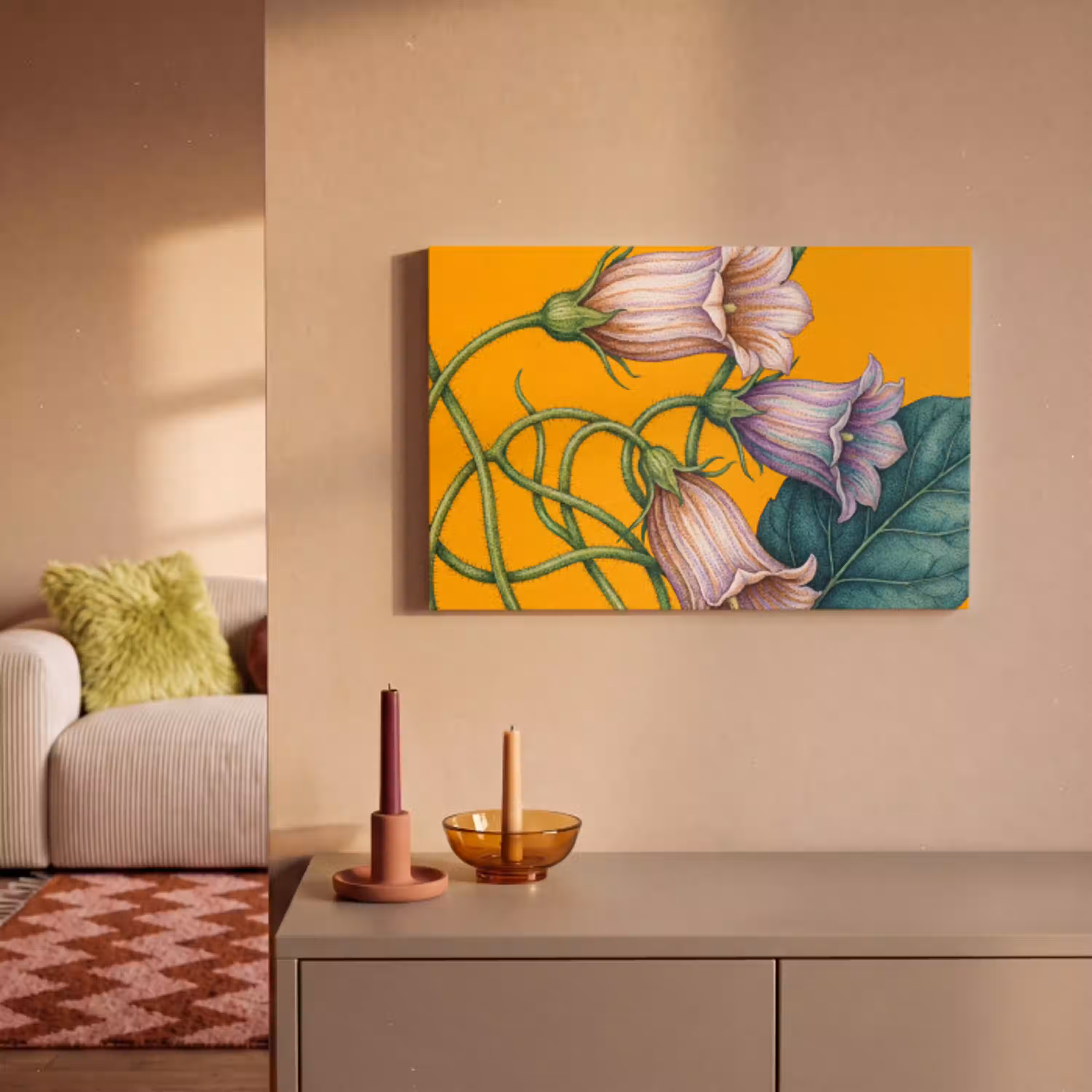 Bloemen - Botanisch - Geel canvas 2cm klein -sfeer1