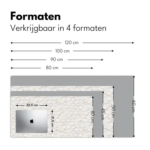 Schubben - Wit - Elegant Muismat XXL klein 681 -sfeer5