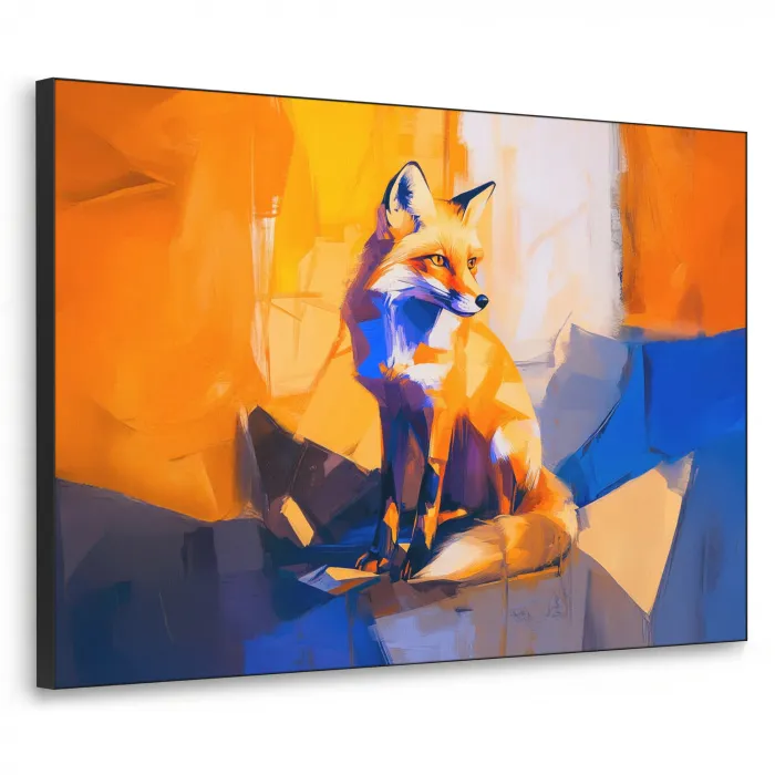 Vos - Oranje - Vormen - Abstract Textielframe zwart klein -3d
