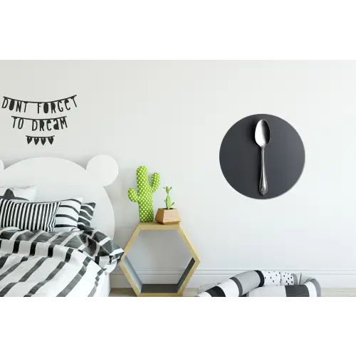 Zilver - Metaal - Lepel Wandcirkel aluminium klein -kinderkamer