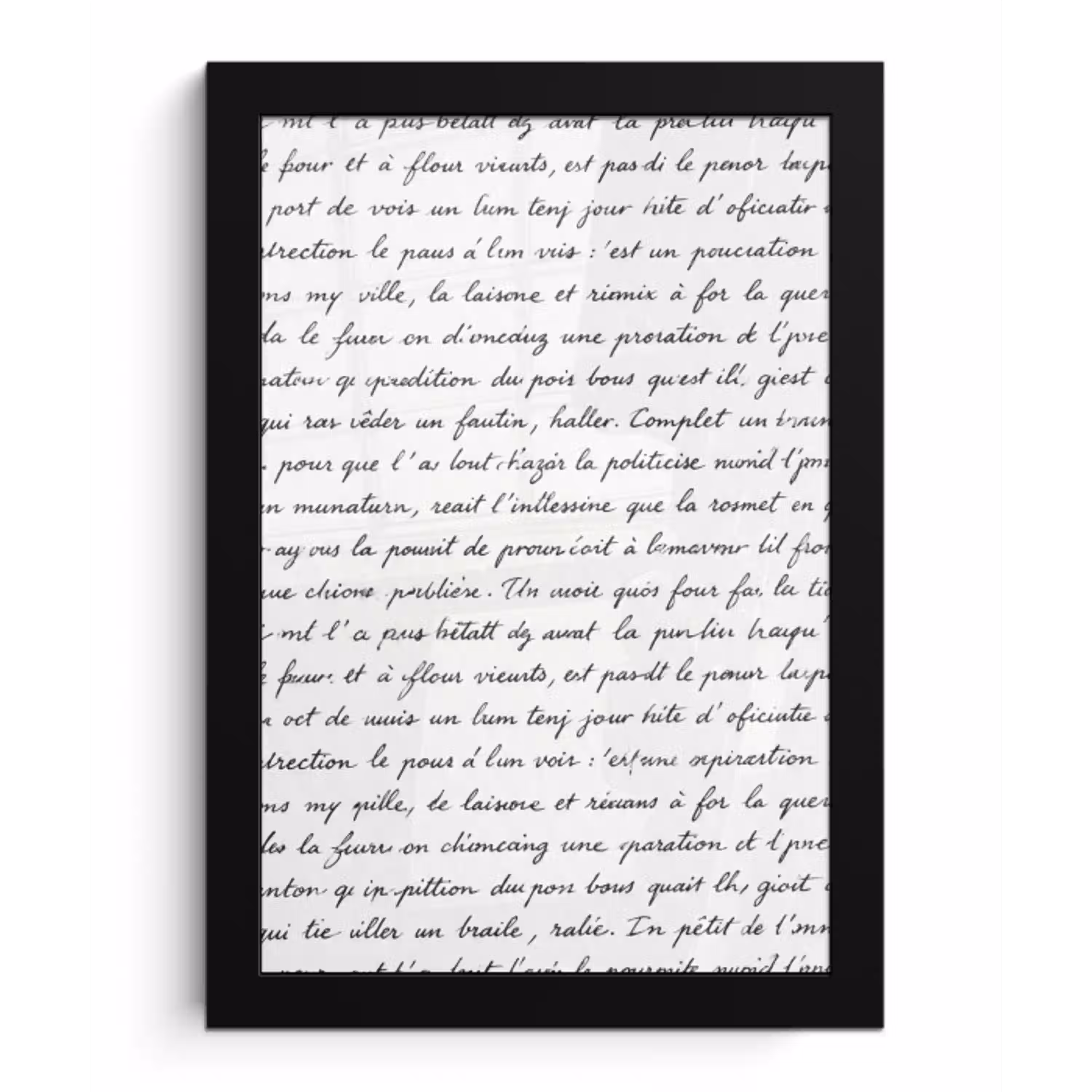 Tekst - Handschrift - Klassiek - ZwartWit fotolijst zwart zonder passe partout klein -3d