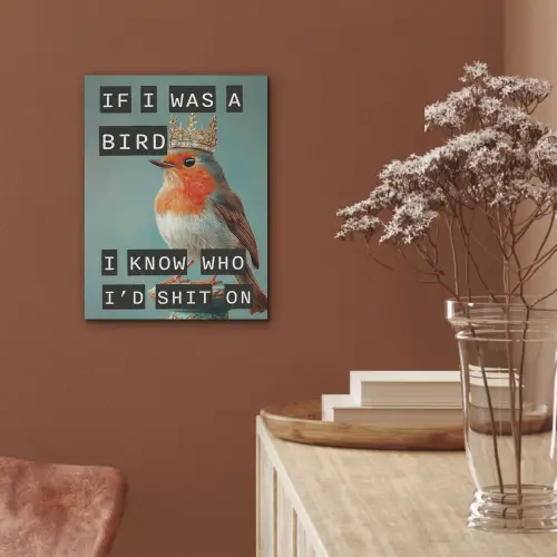 Roodborstje - Vogel - Blauw - Decoratie PET vilt klein -sfeer4