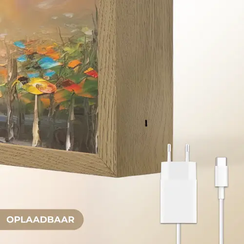 Eiffeltoren - Schilderij - Olieverf - Parijs Light Box met batterij (Wandlamp) middel -USP_websiteoplaadbaarNL