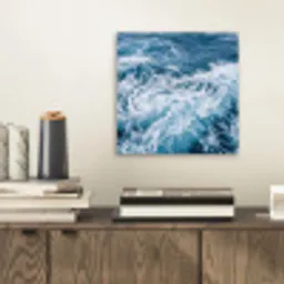 Golven - Oceaan - Blauw aluminium wit klein -sfeer1