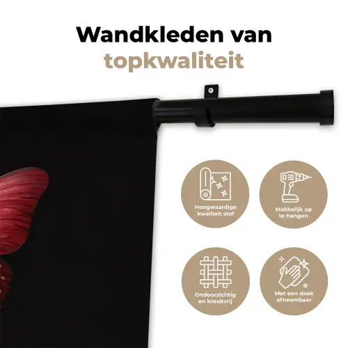 Vlinder - Rood - Minimalistisch Wandkleed katoen klein -sfeer2