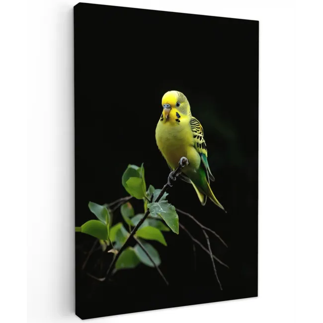 Parkiet - Tak - Bladeren - Geel Tuinposter op houten frame 2 cm dik klein -3d