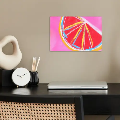 Grapefruit - Geschilderd - Roze - Strepen poster papier klein -sfeer1