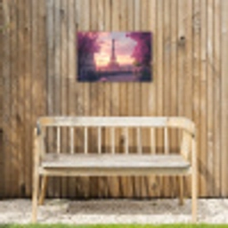 Eiffeltoren - Parijs - Roze Tuinposter op houten frame 2 cm dik klein -sfeer4