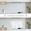 Klassiek - Marmer - Aders - Grijs keuken achterwand spatscherm klein 900 -voor_na_NL