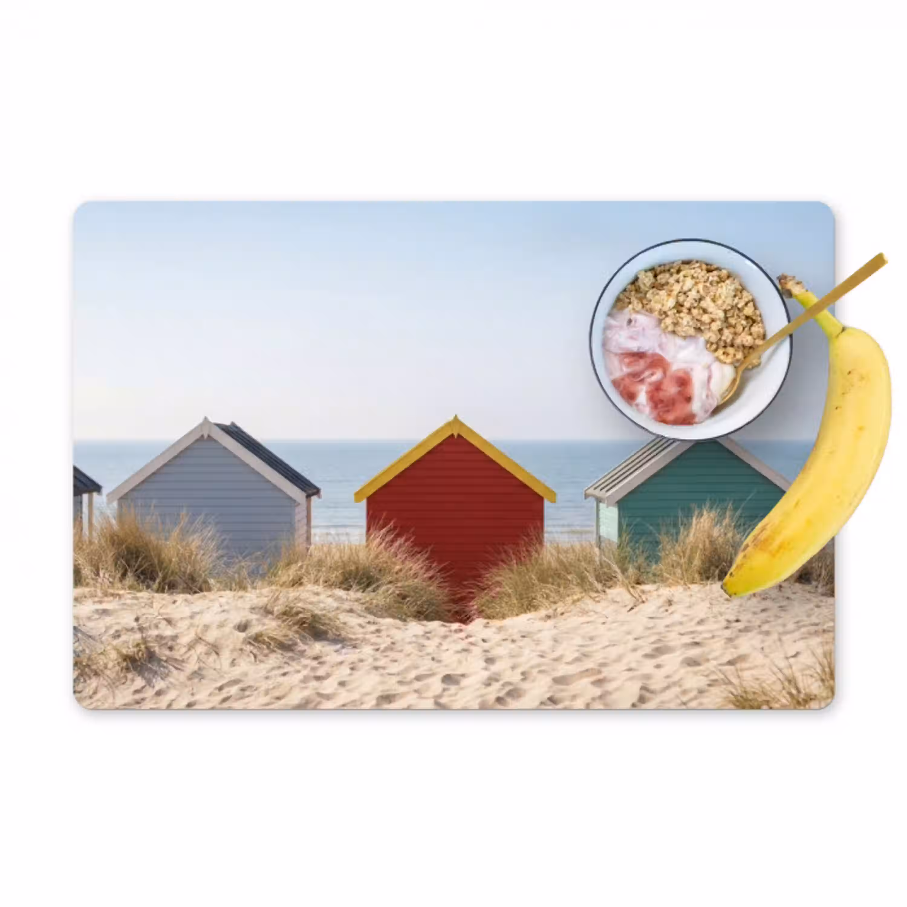 Strand - Huisjes - Kleurrijk - Duinen Placemat vinyl groot -zzzproduct_Kitchenyeah-website