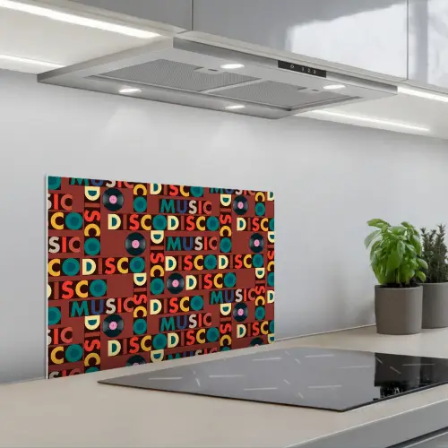 Bruin - Retro - Disco - Patroon keuken achterwand spatscherm klein 900 -3d_schuin