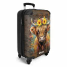 Graffiti schotse hooglander met bloemen NBS - Handbagage koffer - Unisex middel -productfoto_3d