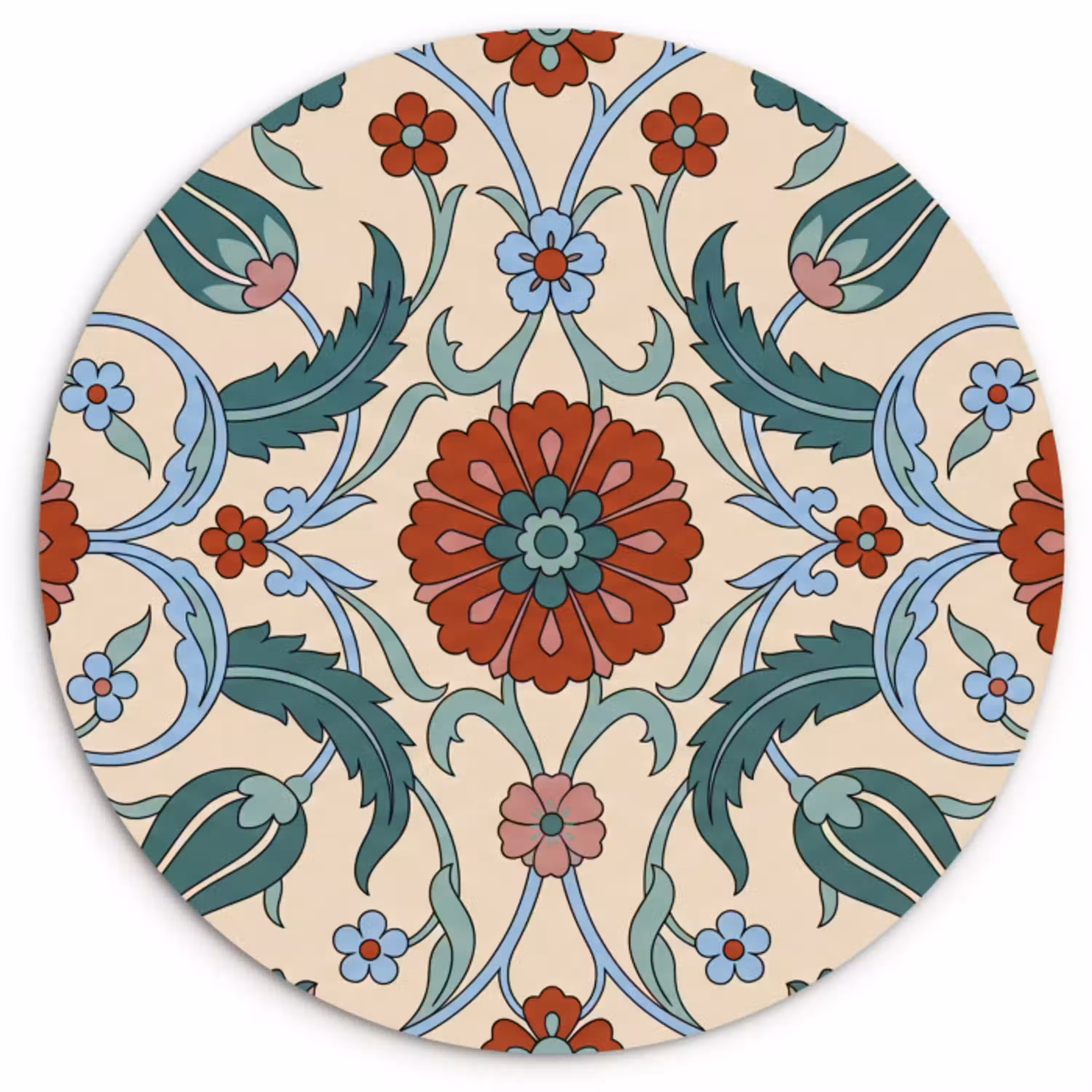 Bloemen - Patroon - Klassiek - Decoratie - Kleurrijk Wandcirkel kunststof plaat 5mm dik klein -3d