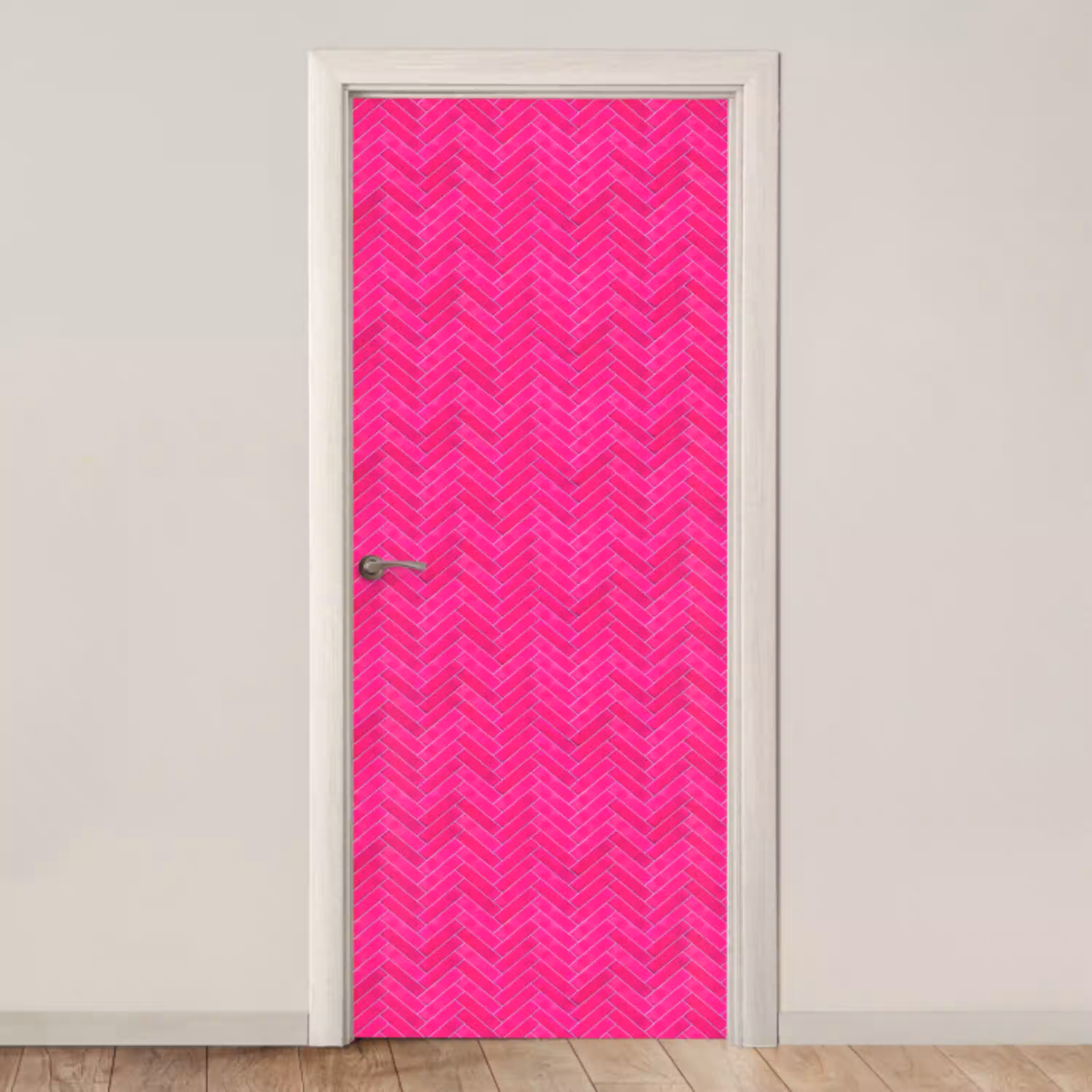 Visgraat - Wandtegel - Fuchsia - Roze deurposter klein 289 -3d_beige