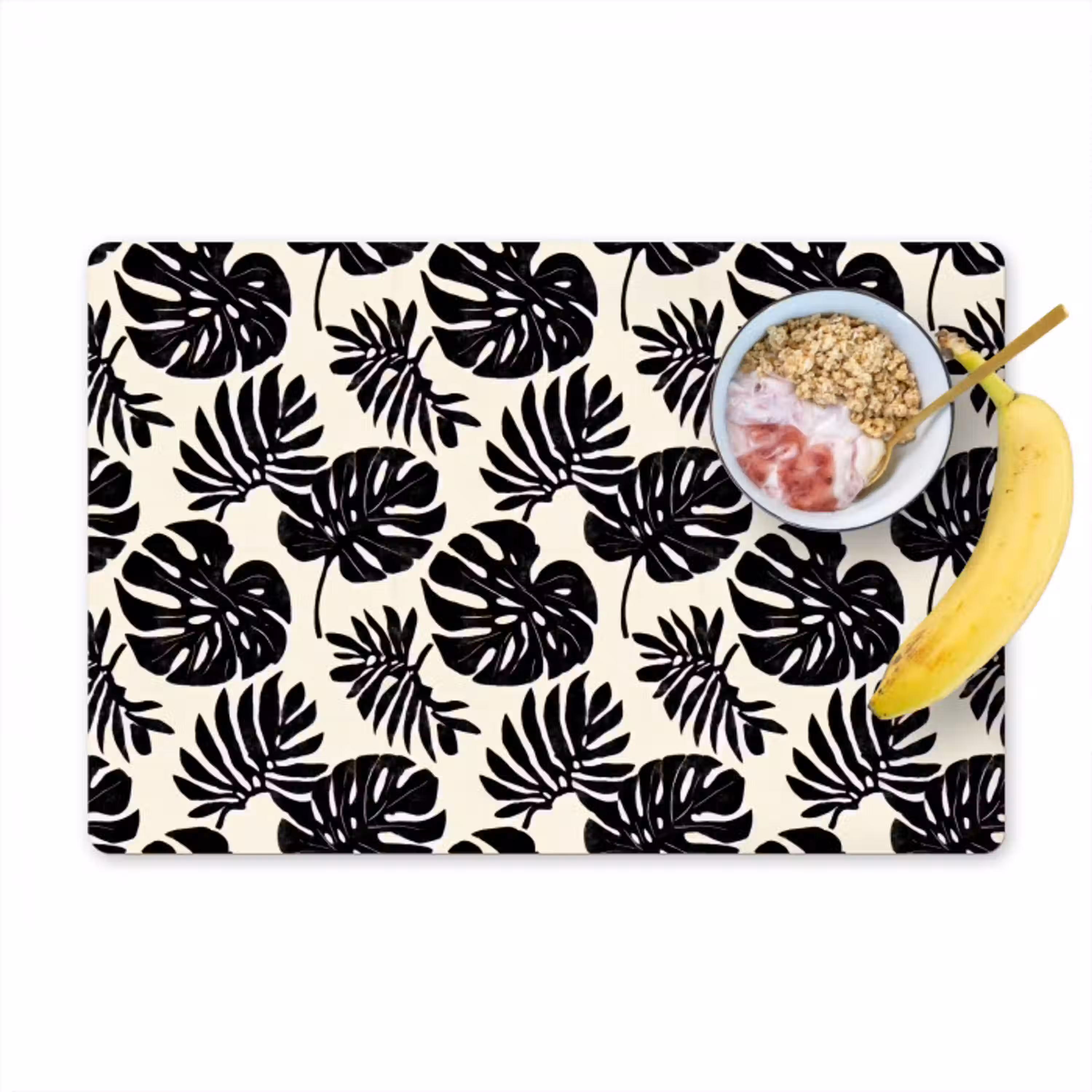 Modern - Monstera - Zwart Placemat vinyl groot 368 -zzzproduct_Kitchenyeah-website