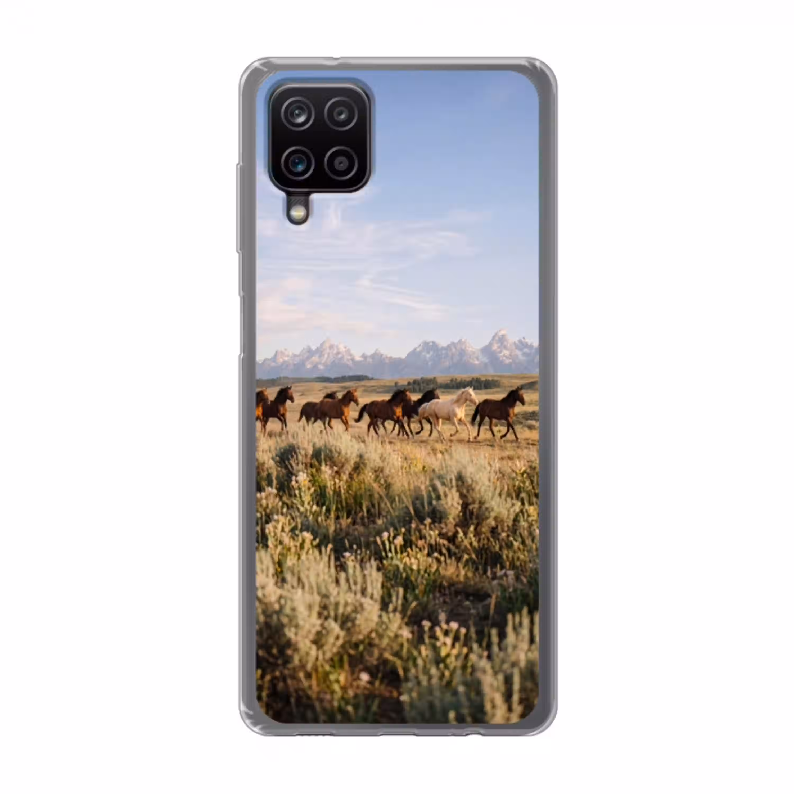 Paarden - Kudde - Bergen - Vrijheid - Wild Telefoonhoesje Samsung Galaxy A12 klein -3d