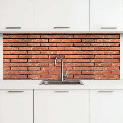Rood - Bakstenen - Muur - Beschadiging keuken achterwand 2 middel 871 -3d
