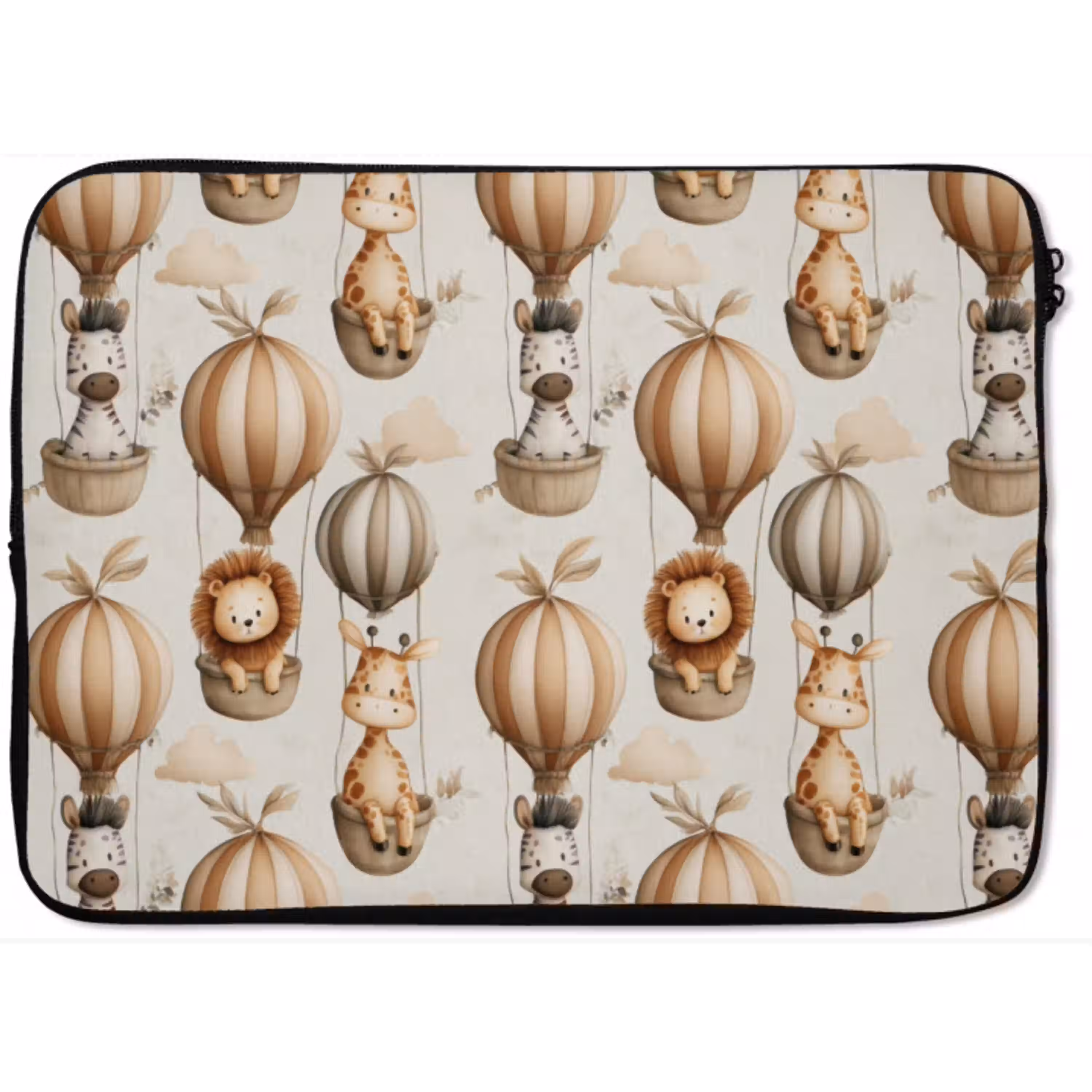 Safari - Luchtballonen - Taupe laptophoes neopreen klein 279 -zkaufland3dotto