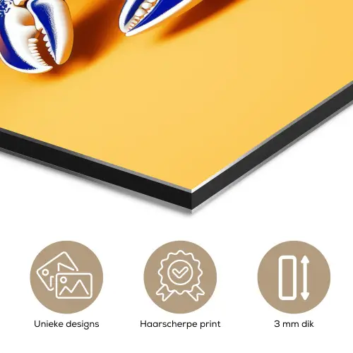Kreeft - Delftsblauw - Schild - Stoer - Oranje aluminium wit klein -closeup_NL