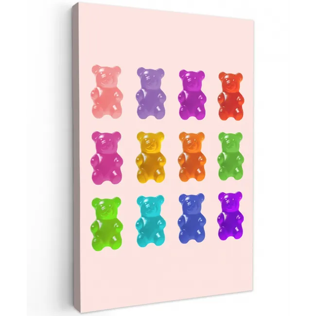 Beer - Kleurrijk - Snoep Tuinposter op houten frame 2 cm dik middel -3d