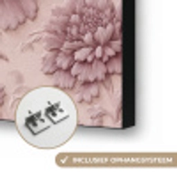 Reliëf - Pioenrozen - Roze Textielframe zwart klein 947 -USP_ophangsysteemNL