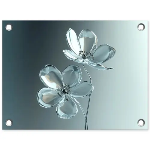 Kristal - Bloemen - Grijs tuinposter los doek klein -3d