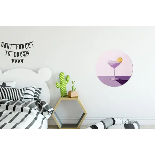 Cocktail - Paars - Minimalistisch - Citroen Wandcirkel aluminium klein -kinderkamer