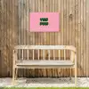 Yes fun - Groen - Roze - Stippen Tuinposter op houten frame 2 cm dik klein -sfeer4