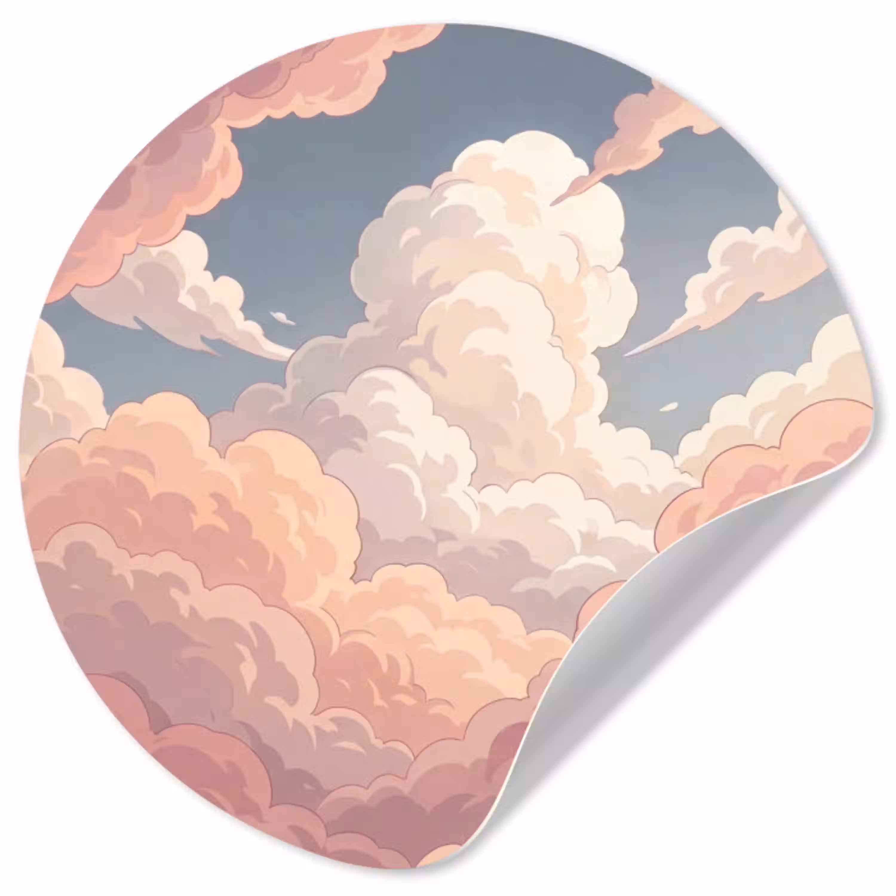Wolken - Lucht - Natuur - Pastel - Roze Wandcirkel behangsticker klein -3d