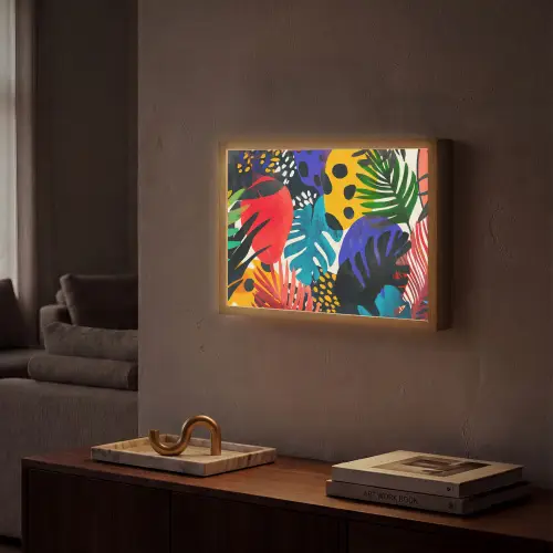 Bladeren - Vormen - Abstract - Kleurrijk Light Box met batterij (Wandlamp) middel -sfeer1