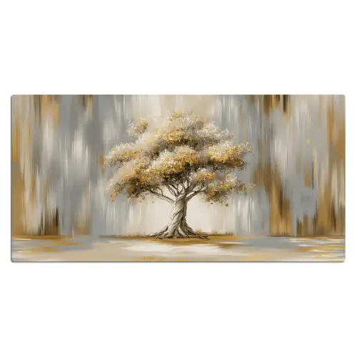 Boom - Bladeren - Abstract - Wit Muismat XXL klein -3d_leeg