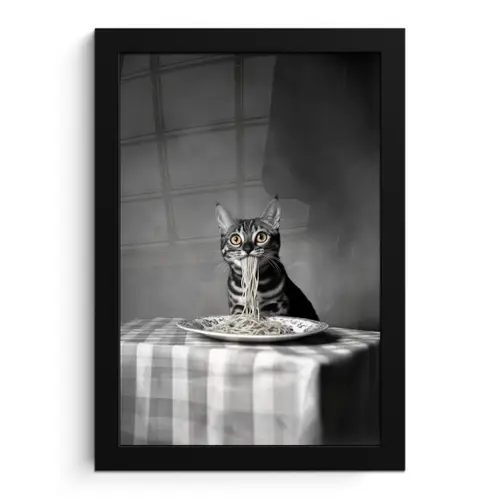 Bengaal - Kat - Tafelkleed - Zwart - Wit - Dier fotolijst zwart zonder passe partout klein -3d
