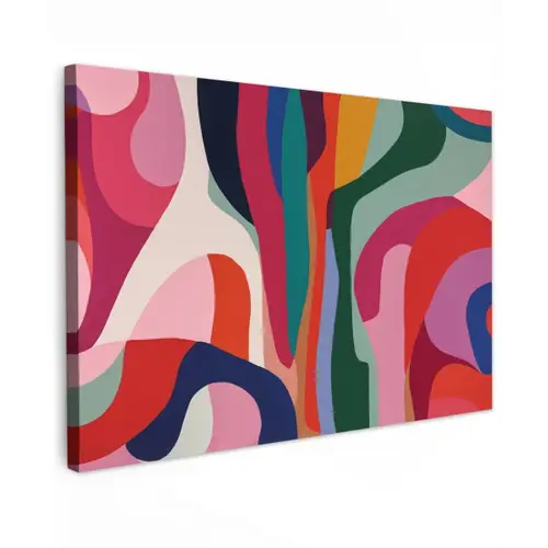 Vormen - Bochten - Kleurrijk - Abstract canvas 2cm klein -z3d