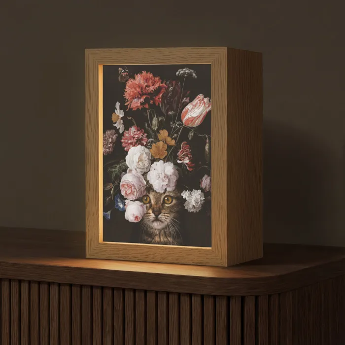 Stilleven met bloemen - Jan Davidsz de Heem - Kat Light Box met kabel (Tafellamp) klein -z3d_website