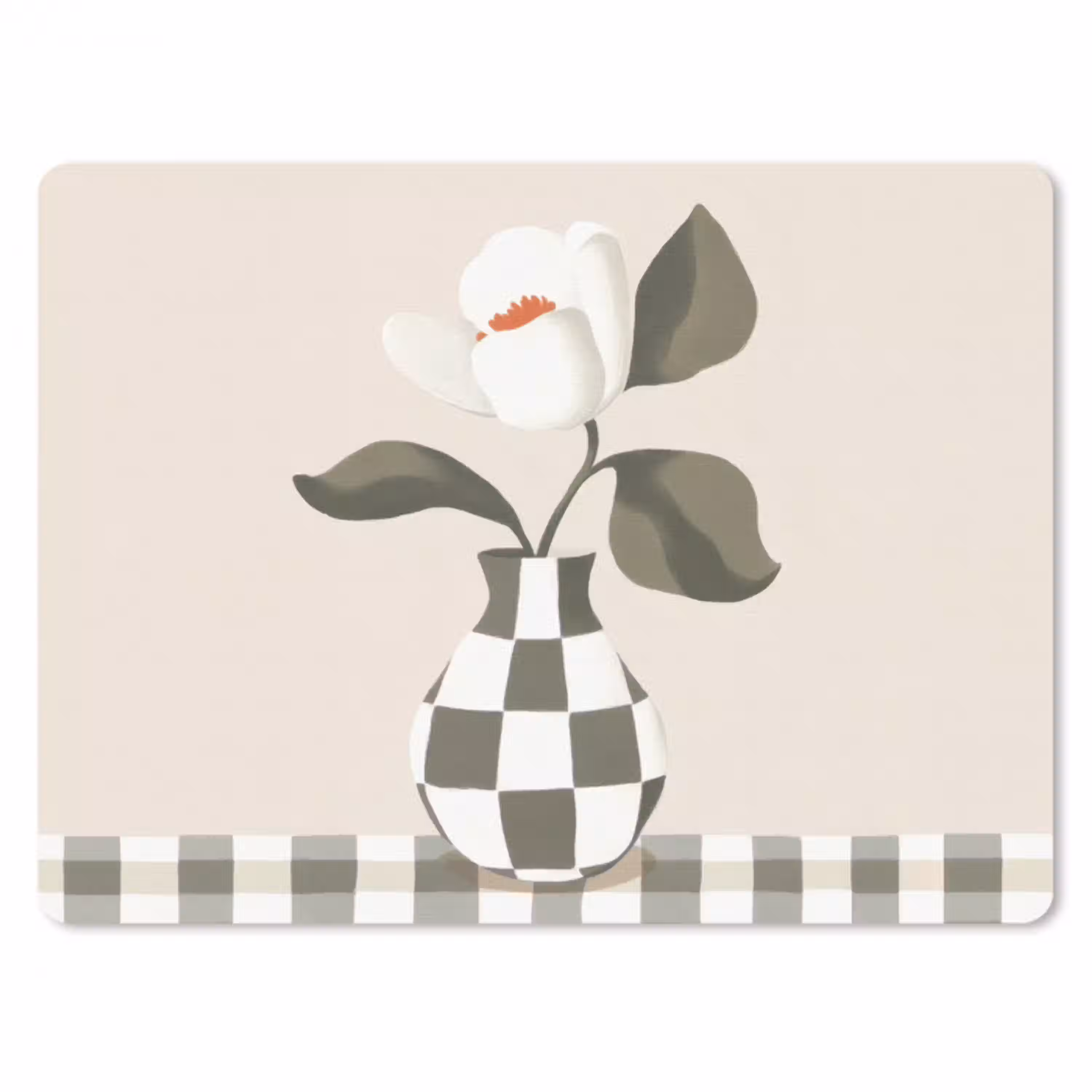 Vaas - Geruit - Groen - Bloem muismat rubber klein -3d