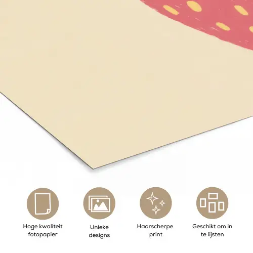 Aardbei - Minimalistisch - Rood - Fruit poster papier klein -closeup_NL