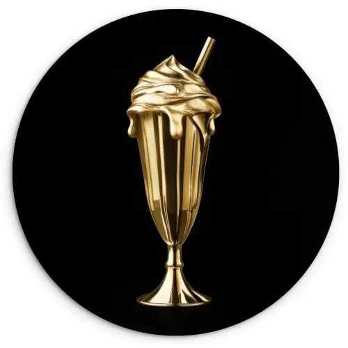 Milkshake - Goud - Drinken - Zwart Wandcirkel plexiglas klein -3d