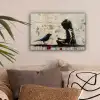 Street art - Meisje - Vogel - Graffiti - Banksy canvas 2cm klein -sfeer1