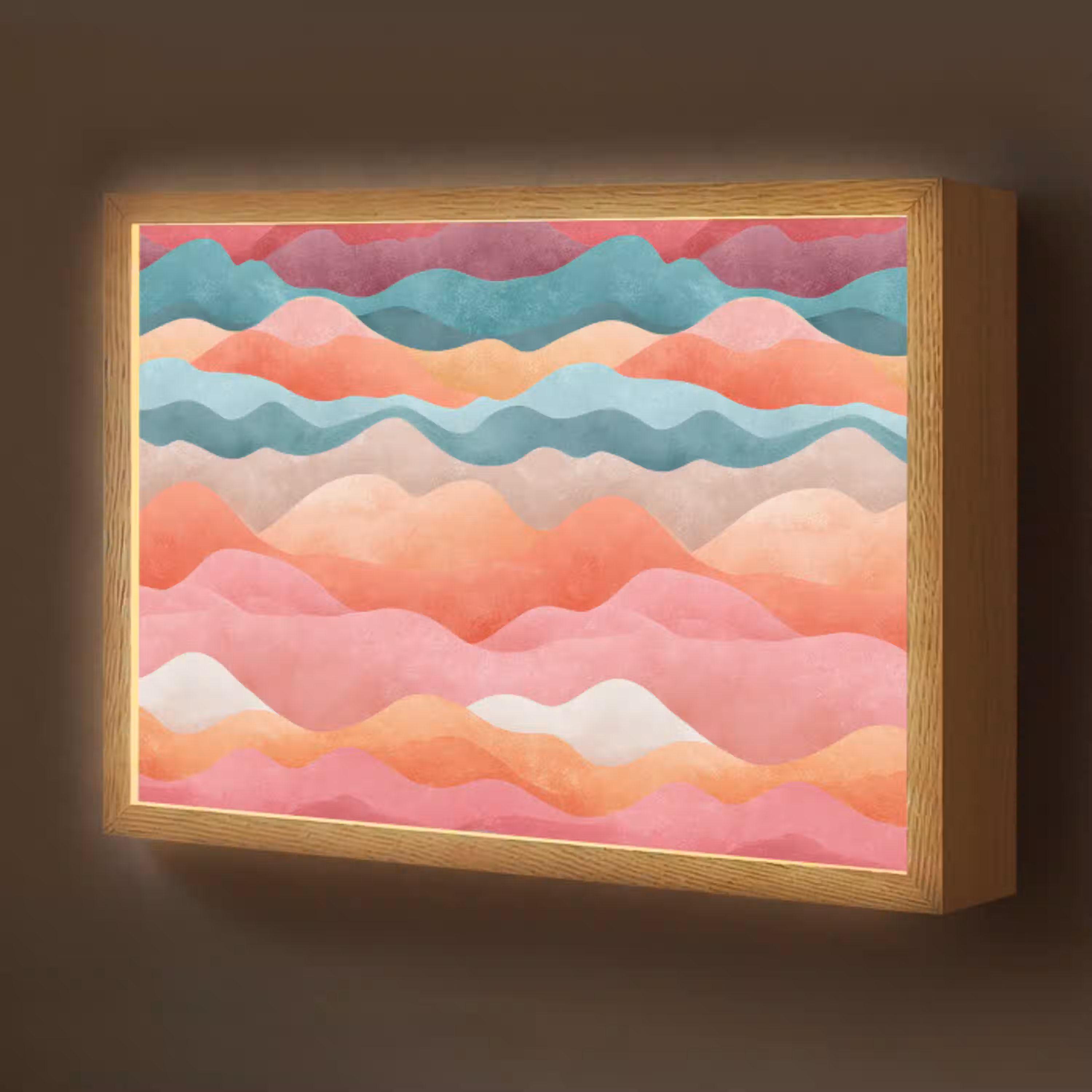 Golven - Kleurrijk - Abstract Light Box met batterij (Wandlamp kind) middel -z3d_website