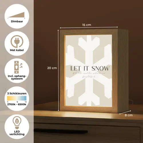 Sneeuw - Japandi - Winter - Decoratie Light Box met kabel (Tafellamp) klein -USP_NL