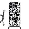 Modern - Lijnen - Zwart Hoesje iPhone 16 Pro Max met koord klein 804 -3d