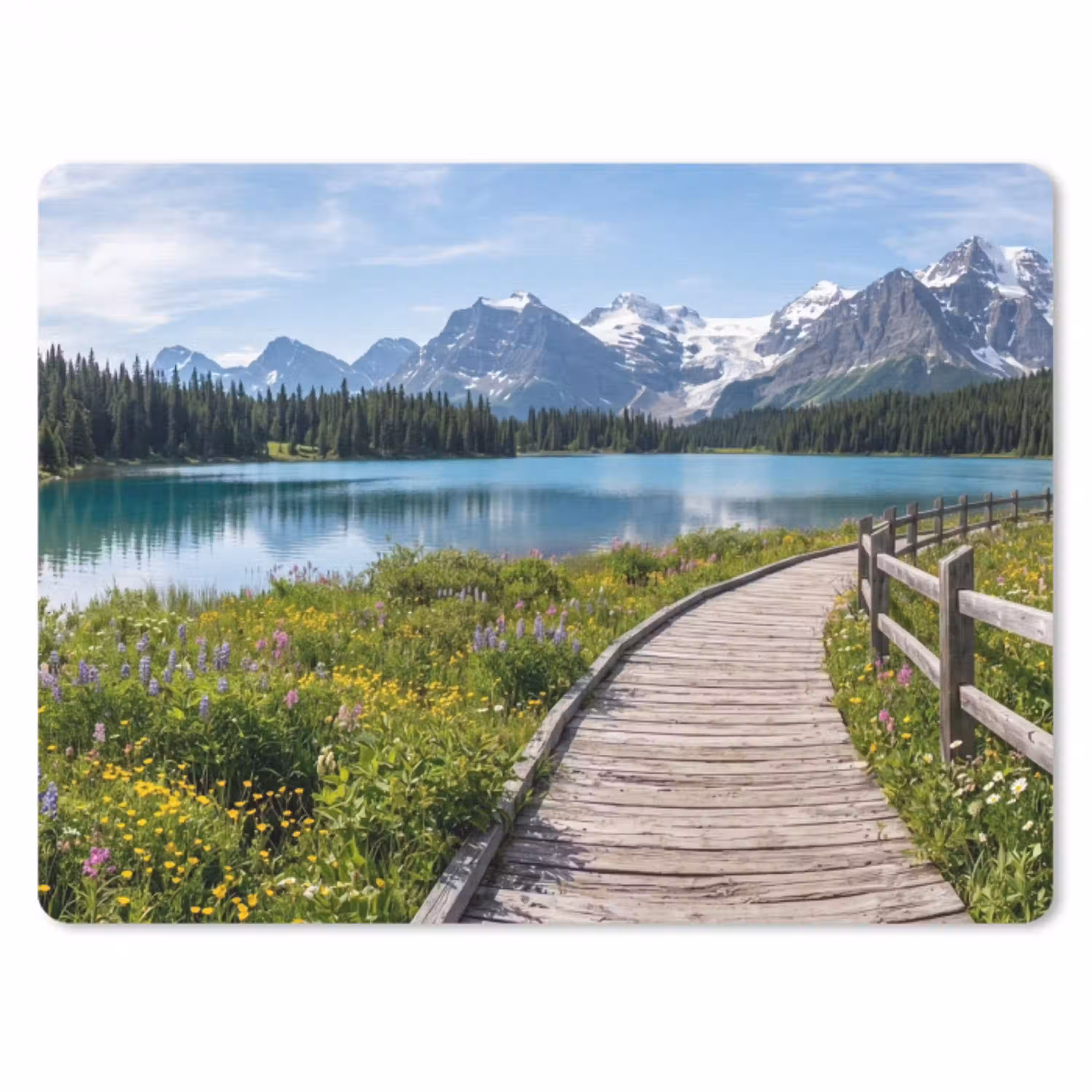 Bergen - Meer - Landschap - Blauw muismat rubber klein -3d