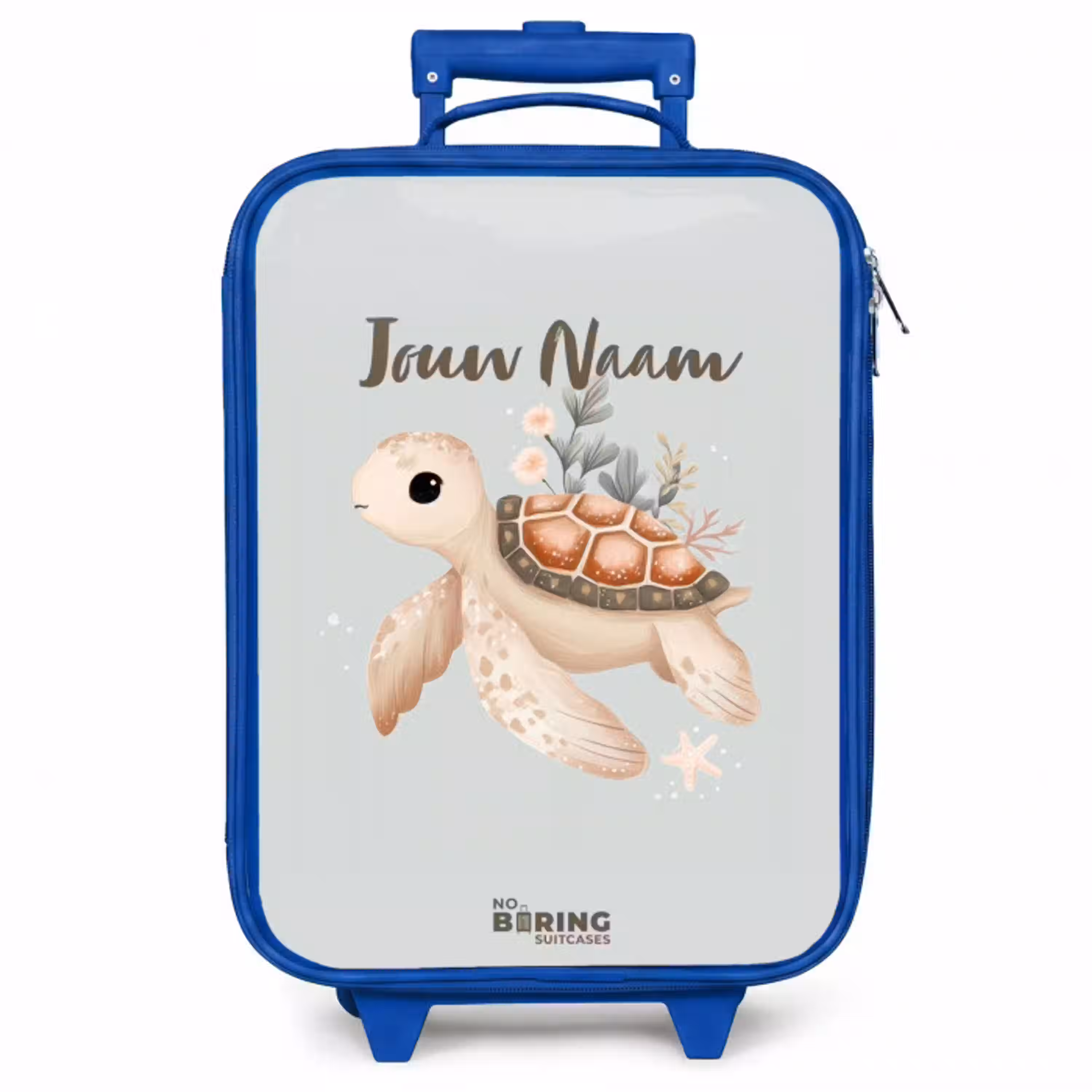 Bruine zeeschildpad in pastel onderwaterwereld Kinderkoffer - Blauw klein -zzz_website3d