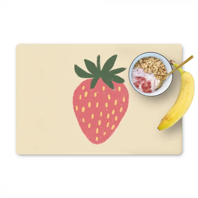 Aardbei - Minimalistisch - Rood - Fruit Placemat vinyl groot -zzzproduct_Kitchenyeah-website
