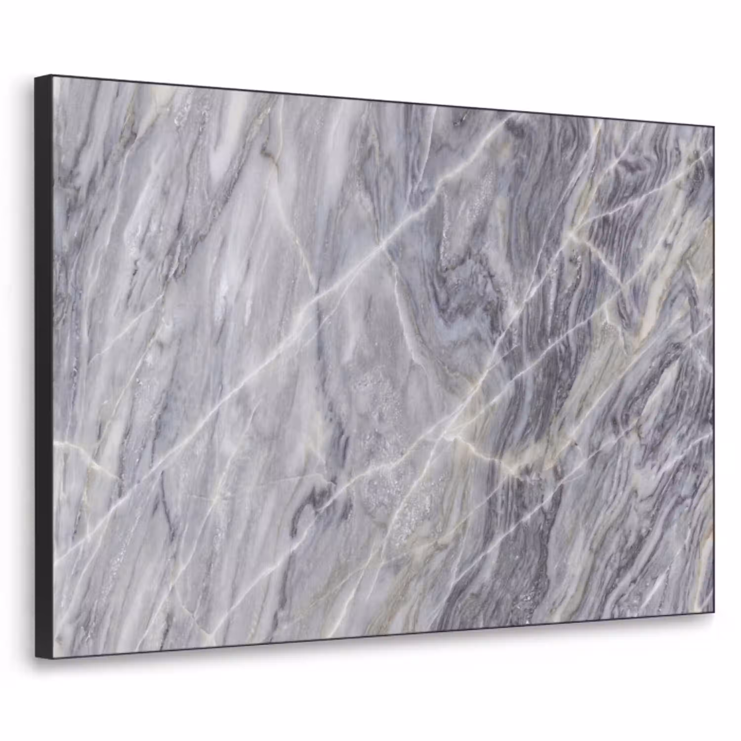Marmer - Ader - Patroon - Abstract - Grijs Textielframe zwart klein -3d