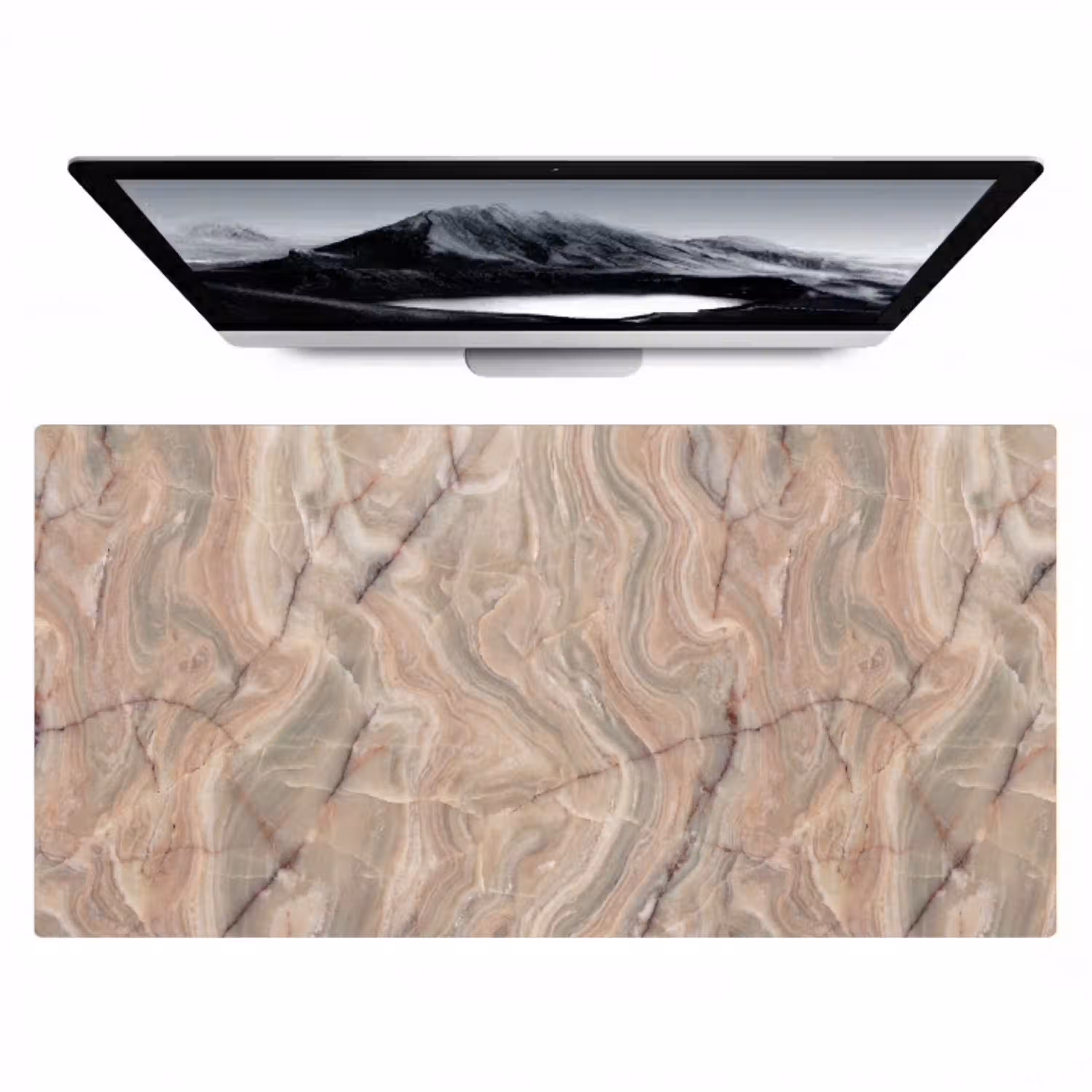 Marmer - Patroon - Abstract - Beige - Groen Muismat XXL klein -zzz3d