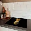 Ananas - Zwart - Goud - Luxe Inductie beschermer vinyl 3mm middel -sfeer3