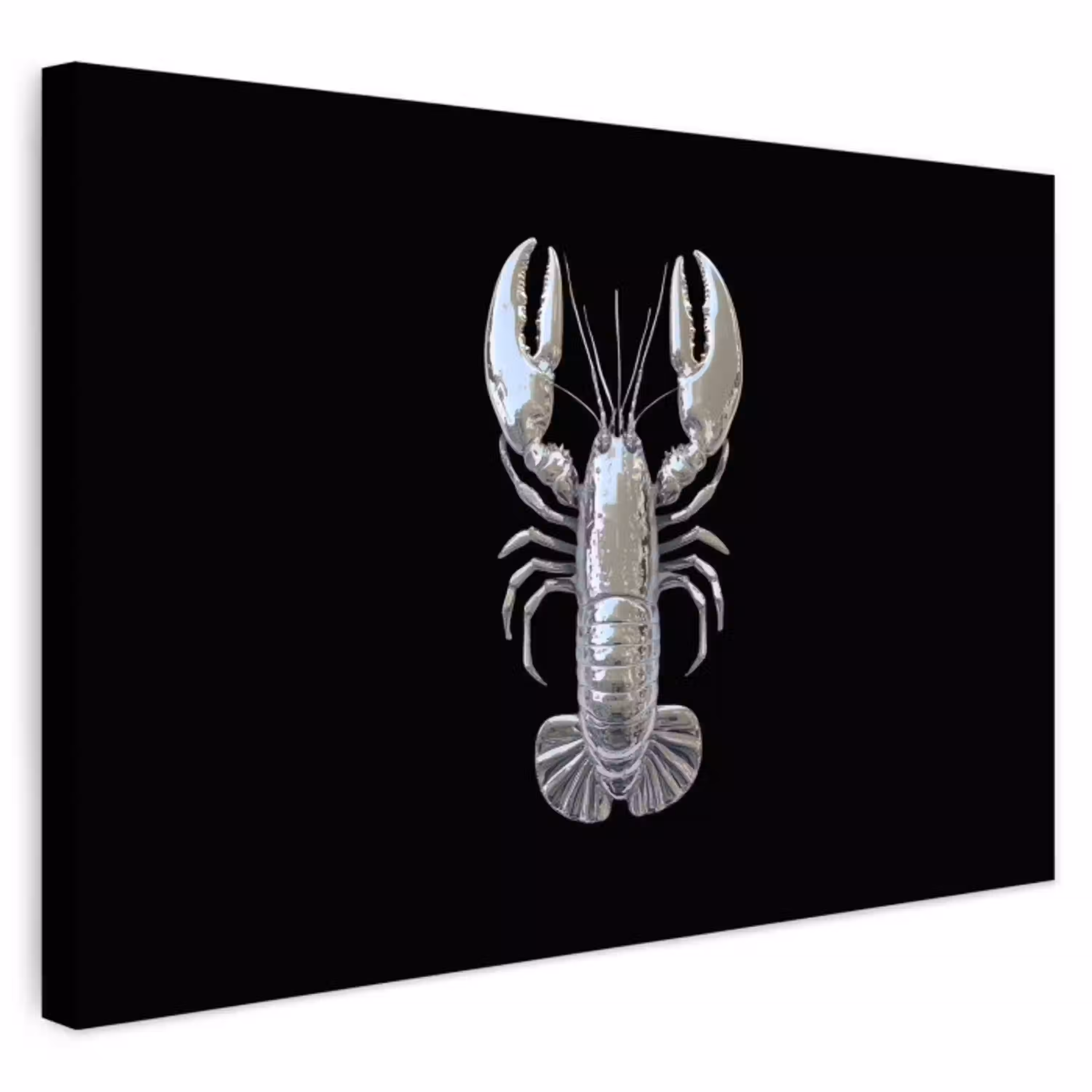 Kreeft - Zilver - Metallic - Luxe Tuinposter op houten frame 2 cm dik klein -3d